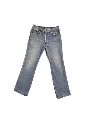 Vintage Checkmate Jeans Mens 32x31 Blue Med Wash Straight Embroidered Faded Y2K